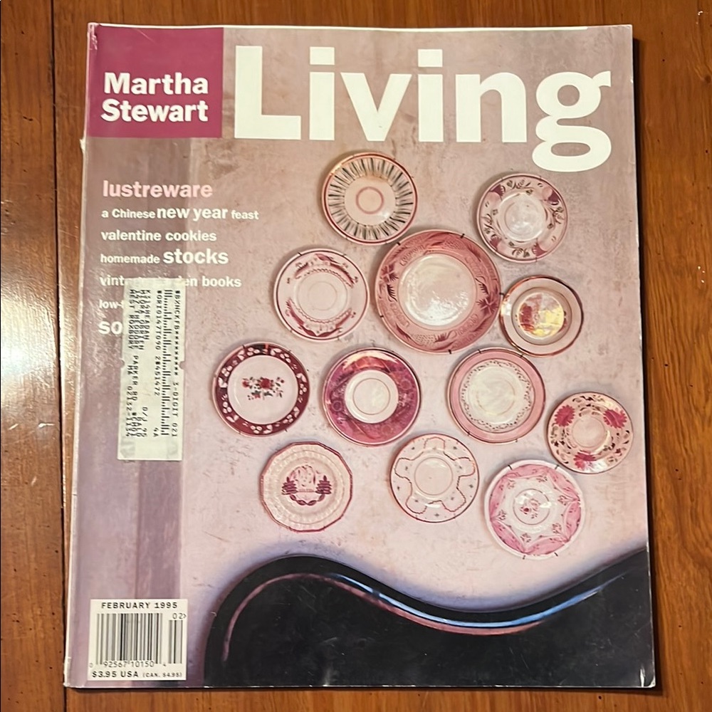 Martha Stewart Living Magazine with Pink and White Lustreware